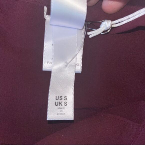 New with Tags Marla Wynne Layers Sheer Burgundy Button Down Blouse Size Small - Picture 6 of 10